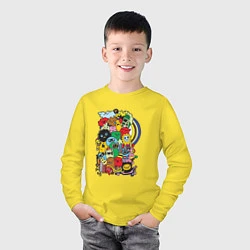Лонгслив хлопковый детский Стикеры, цвет: желтый — фото 2