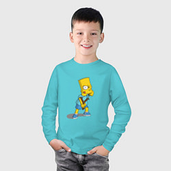 Лонгслив хлопковый детский Bad Bart, цвет: бирюзовый — фото 2