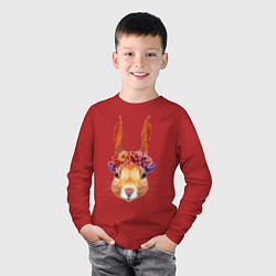 Лонгслив хлопковый детский Белка с венком, цвет: красный — фото 2