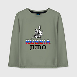 Лонгслив хлопковый детский Russia judo, цвет: авокадо