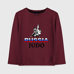 Лонгслив хлопковый детский Russia judo, цвет: меланж-бордовый
