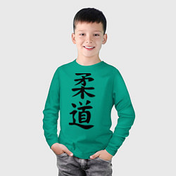 Лонгслив хлопковый детский Дзюдо: иероглиф, цвет: зеленый — фото 2