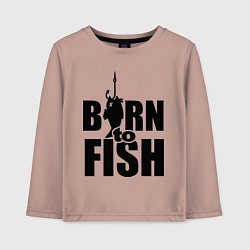 Лонгслив хлопковый детский Born to fish, цвет: пыльно-розовый