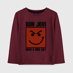 Лонгслив хлопковый детский Bon Jovi: Have a nice day, цвет: меланж-бордовый