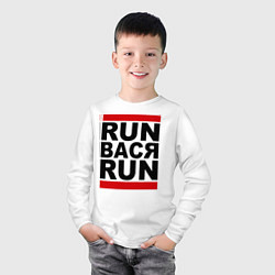 Лонгслив хлопковый детский Run Вася Run, цвет: белый — фото 2