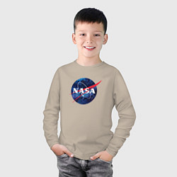 Лонгслив хлопковый детский NASA: Cosmic Logo, цвет: миндальный — фото 2