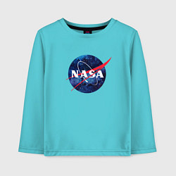 Лонгслив хлопковый детский NASA: Cosmic Logo, цвет: бирюзовый