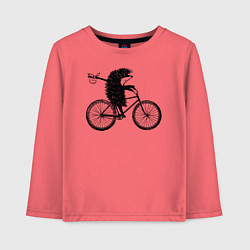 Лонгслив хлопковый детский Ежик на велосипеде, цвет: коралловый