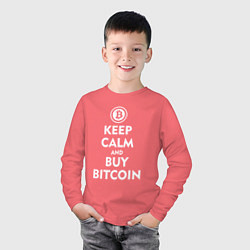 Лонгслив хлопковый детский Keep Calm & Buy Bitcoin, цвет: коралловый — фото 2