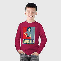 Лонгслив хлопковый детский Саманта, цвет: маджента — фото 2