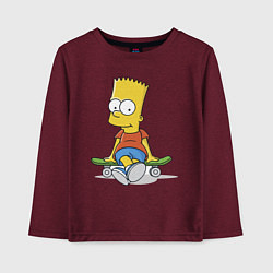 Лонгслив хлопковый детский Барт на скейте, цвет: меланж-бордовый