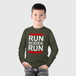 Лонгслив хлопковый детский Run Ксюха Run, цвет: меланж-хаки — фото 2