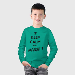 Лонгслив хлопковый детский Keep Calm & WAAAGH, цвет: зеленый — фото 2