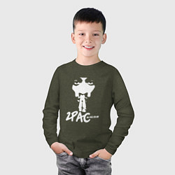Лонгслив хлопковый детский 2Pac: All Eyez On Me, цвет: меланж-хаки — фото 2