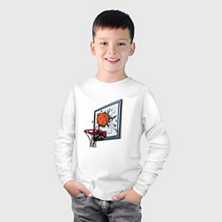 Лонгслив хлопковый детский Уличный баскетбол, цвет: белый — фото 2