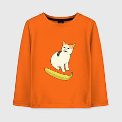 Лонгслив хлопковый детский Cat no banana meme, цвет: оранжевый