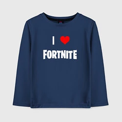 Лонгслив хлопковый детский I love Fortnite, цвет: тёмно-синий