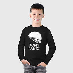 Лонгслив хлопковый детский Elon: Don't Panic, цвет: черный — фото 2