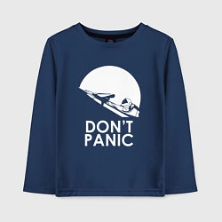 Лонгслив хлопковый детский Elon: Don't Panic, цвет: тёмно-синий