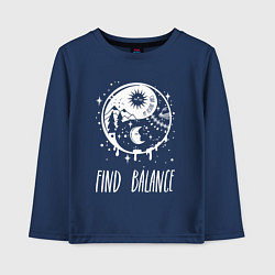 Лонгслив хлопковый детский Find Balance, цвет: тёмно-синий