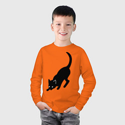 Лонгслив хлопковый детский ЧернаяБелая кошечка, цвет: оранжевый — фото 2