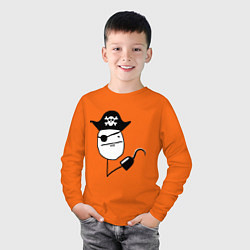 Лонгслив хлопковый детский Покер фейс пират, цвет: оранжевый — фото 2