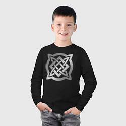 Лонгслив хлопковый детский Звезда Сварога: серебро, цвет: черный — фото 2
