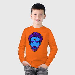 Лонгслив хлопковый детский Childish Gambino синяя голова, цвет: оранжевый — фото 2