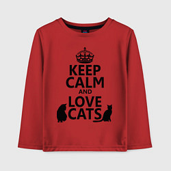 Лонгслив хлопковый детский Keep Calm & Love Cats, цвет: красный