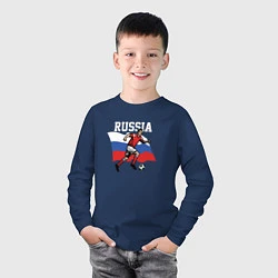 Лонгслив хлопковый детский Football Russia, цвет: тёмно-синий — фото 2
