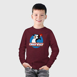 Лонгслив хлопковый детский Chilly Willy, цвет: меланж-бордовый — фото 2