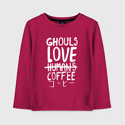 Лонгслив хлопковый детский Ghouls Love Coffee, цвет: маджента