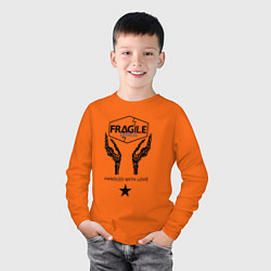 Лонгслив хлопковый детский Fragile Express, цвет: оранжевый — фото 2