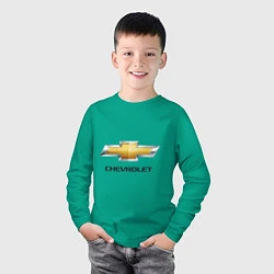 Лонгслив хлопковый детский Chevrolet логотип, цвет: зеленый — фото 2