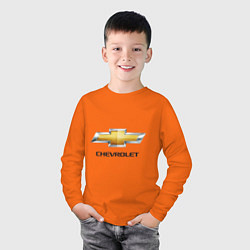 Лонгслив хлопковый детский Chevrolet логотип, цвет: оранжевый — фото 2