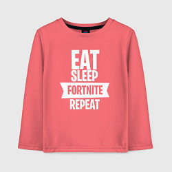 Лонгслив хлопковый детский Eat Sleep Fortnite Repeat, цвет: коралловый
