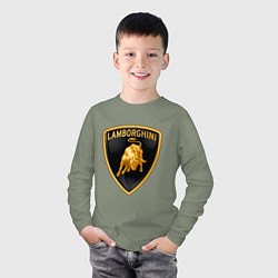 Лонгслив хлопковый детский Lamborghini logo, цвет: авокадо — фото 2