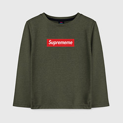 Лонгслив хлопковый детский Suprememe, цвет: меланж-хаки