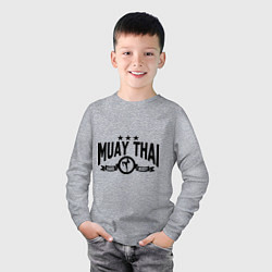 Лонгслив хлопковый детский Muay thai boxing, цвет: меланж — фото 2
