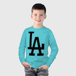 Лонгслив хлопковый детский LA: Los Angeles, цвет: бирюзовый — фото 2