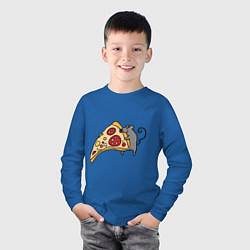Лонгслив хлопковый детский Кусочек пиццы парная, цвет: синий — фото 2