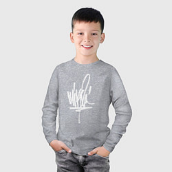 Лонгслив хлопковый детский Mike Shinoda: autograph, цвет: меланж — фото 2