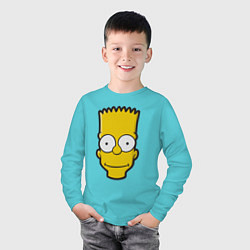 Лонгслив хлопковый детский Довольный Барт, цвет: бирюзовый — фото 2