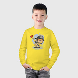 Лонгслив хлопковый детский Медвежонок-пожарник, цвет: желтый — фото 2