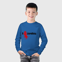 Лонгслив хлопковый детский I love zombies, цвет: синий — фото 2