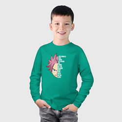 Лонгслив хлопковый детский Natsu Quote, цвет: зеленый — фото 2