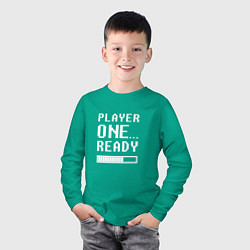 Лонгслив хлопковый детский Ready Player One Loading, цвет: зеленый — фото 2