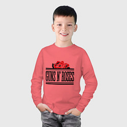 Лонгслив хлопковый детский Guns n Roses: rose, цвет: коралловый — фото 2