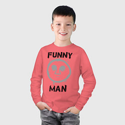 Лонгслив хлопковый детский HU: Funny Man, цвет: коралловый — фото 2
