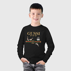 Лонгслив хлопковый детский GUSSI Village Version, цвет: черный — фото 2